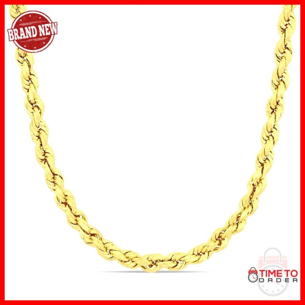 10K Gold Rope Chain Necklace 24 Inch Lightweight Lobster Clasp